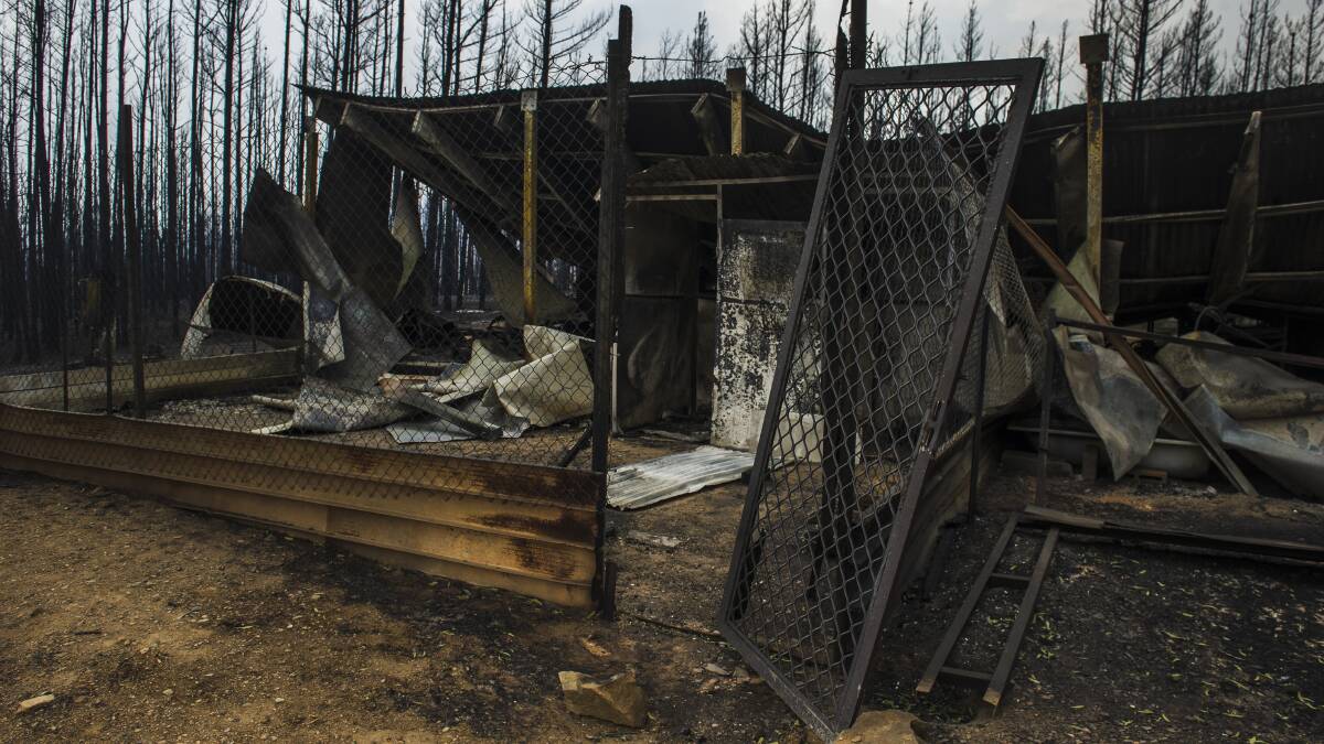 The aftermath at the property of Annika Safe and Stephen Littlehales in Bumbalong Valley, which was impacted by the Clear Range fire on Saturday. Picture: Dion Georgopoulos