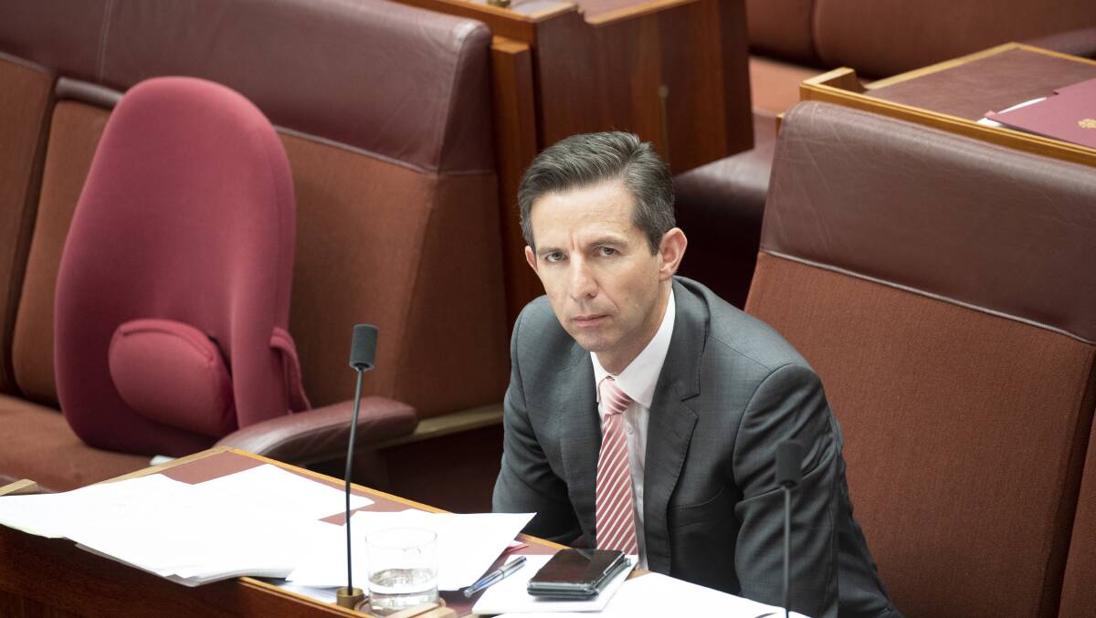 Finance Minister Simon Birmingham told staff the deal had been voted down. Picture: Sitthixay Ditthavong