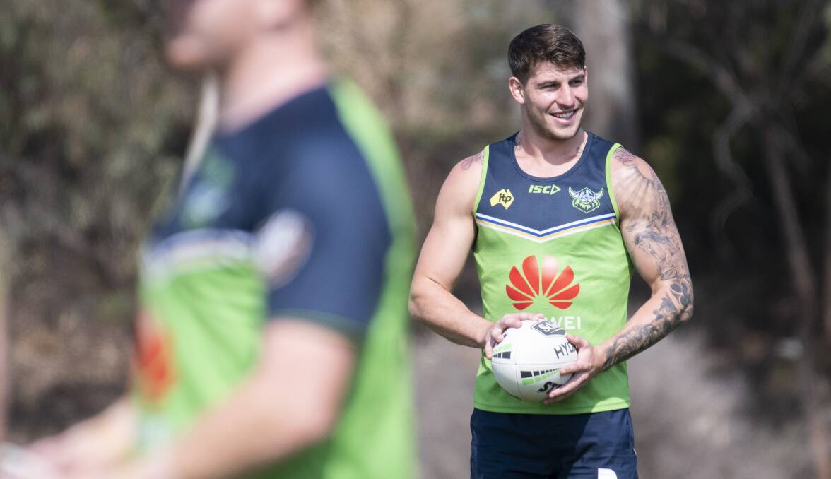 Raiders recruit Curtis Scott was "a bit sheepish" on his return to training. Picture: Dion Georgopoulos
