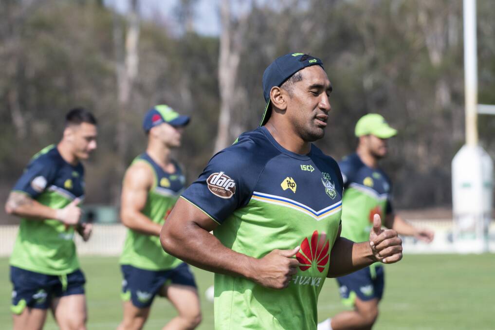 Raiders veteran Sia Soliola is in the mix for the NRL Nines. Picture: Dion Georgopoulos