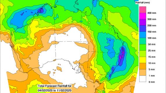 Large amounts of rain are forecast for NSW over the next week. Picture: Bureau of Meteorology