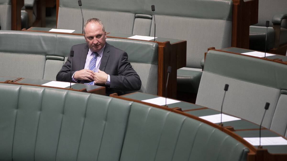 Barnaby Joyce cuts a lonely figure on the backbench. Picture: Sitthixay Ditthavong