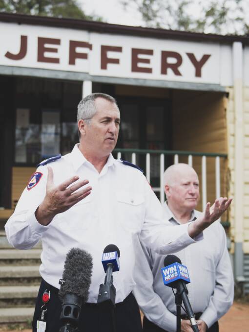 ACT RFS chief officer Joe Murphy and Emergency Services Minister Mick Gentleman. Picture: Dion Georgopoulos