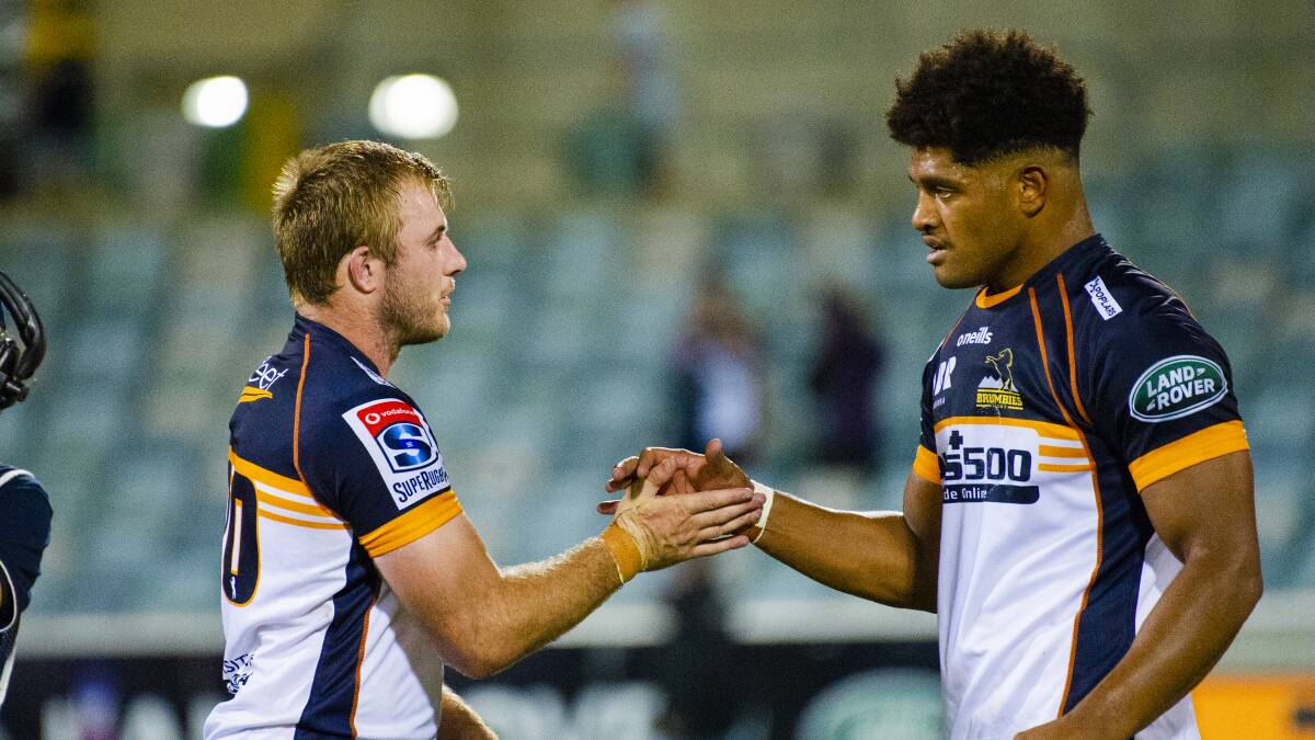Brumbies duo Will Miller and Rob Valetini have a big job ahead of them this week. Picture: Jamila Toderas
