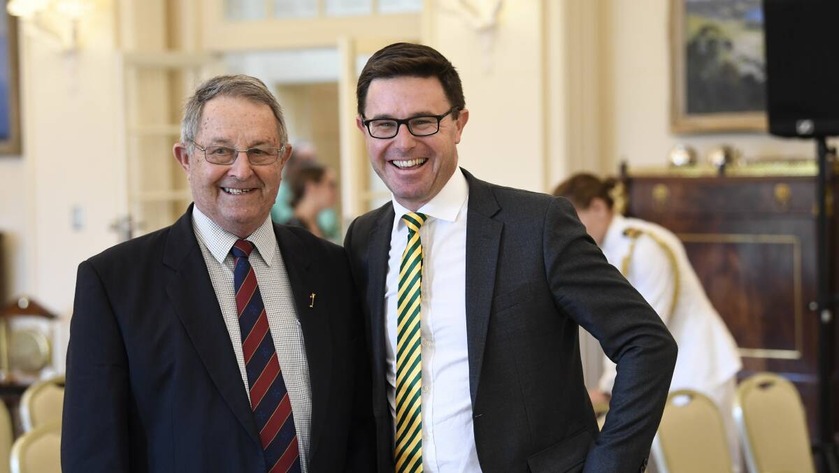 David Littleproud and his father Brian Littleproud at the swearing-in ceremony at Government House in Canberra. Picture: Supplied