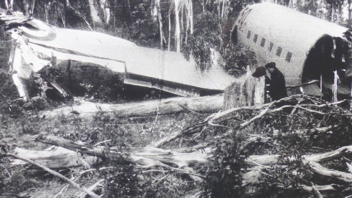 The crashed RAAF Dakota at Cowombat Flat in 1954. Picture:RAAF/NAA