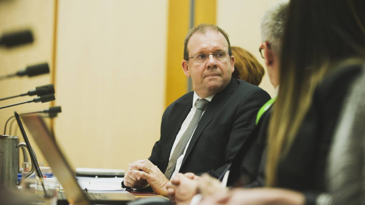 Auditor-General Grant Hehir during the sports rorts inquiry. Picture: Dion Georgopoulos