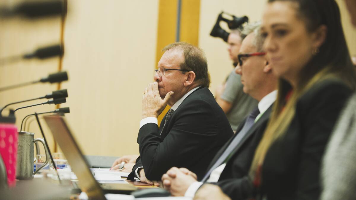Auditor-General Grant Hehir during the sports rorts hearings in February. Picture: Dion Georgopoulos