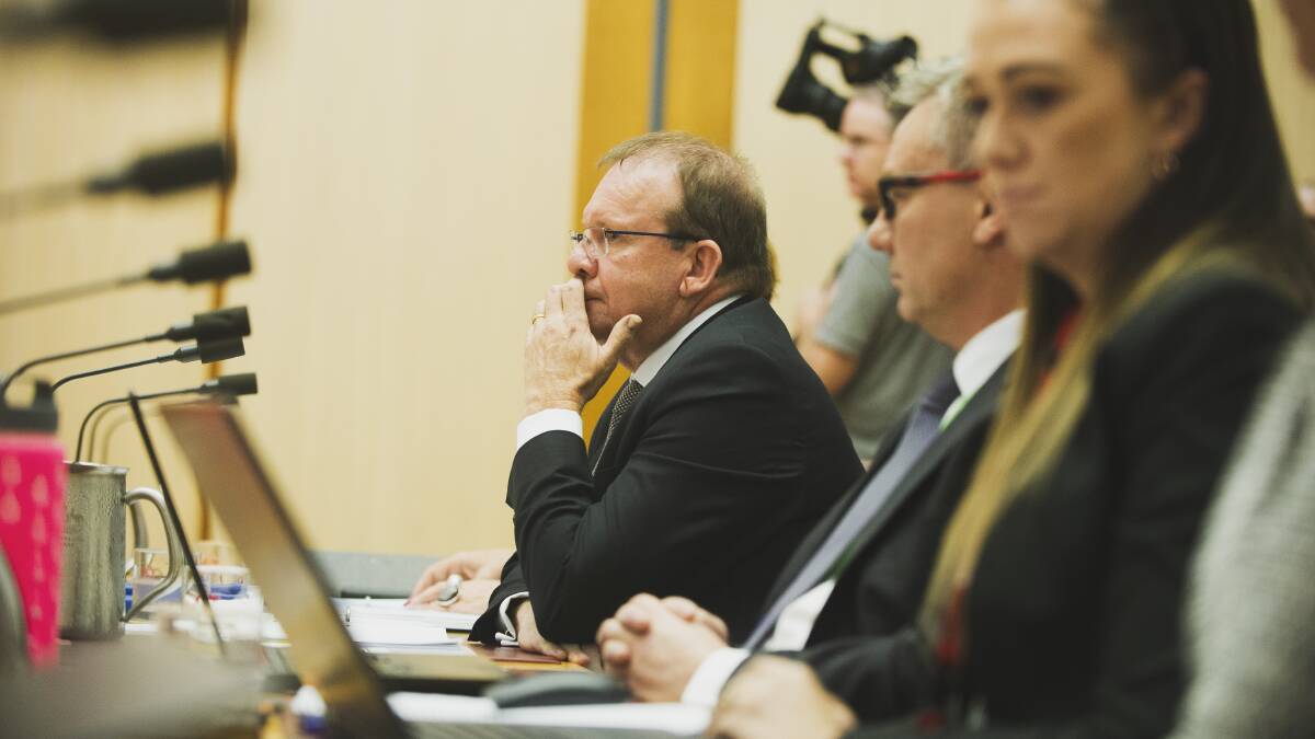 Auditor-General Grant Hehir appears at the sports grants inquiry at Parliament House in February. Picture: Dion Georgopoulos