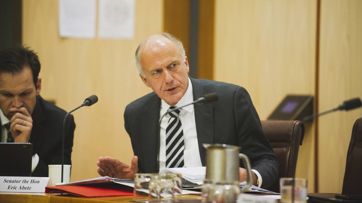 Senator Eric Abetz at the inquiry last week. Picture: Dion Georgopoulos