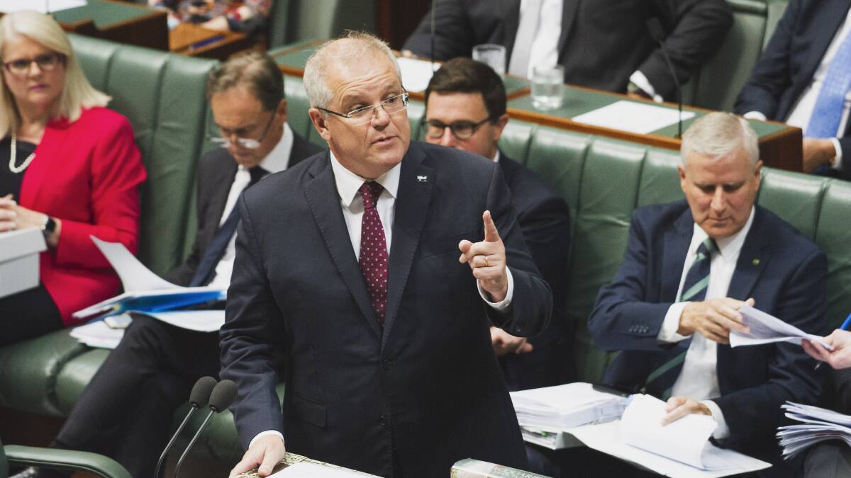 Prime Minister Scott Morrison during question time. Picture: Dion Georgopoulos