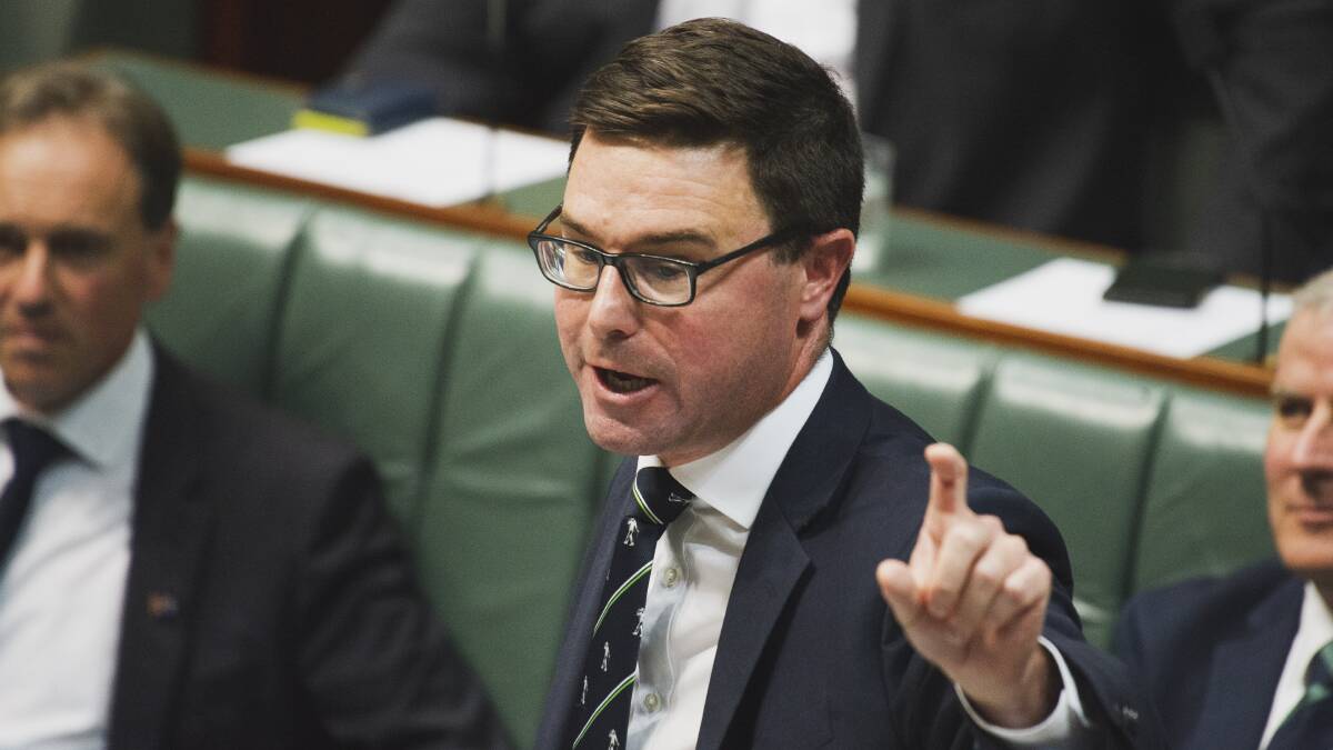 Nationals David Littleproud, now agriculture minister, in Parliament on Thursday. Picture: Dion Georgopoulos