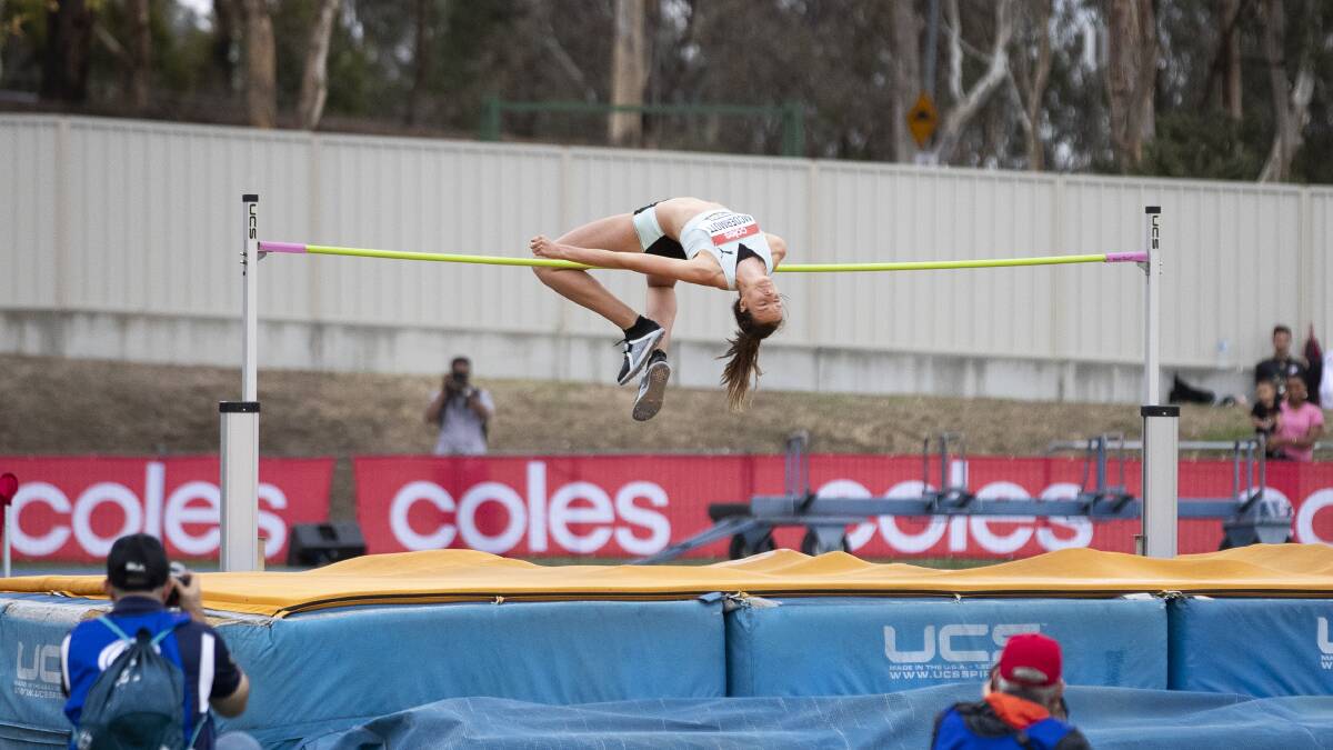 High jumper Nicola McDermott at the Canberra Track Classic. Picture: Sitthixay Ditthavong