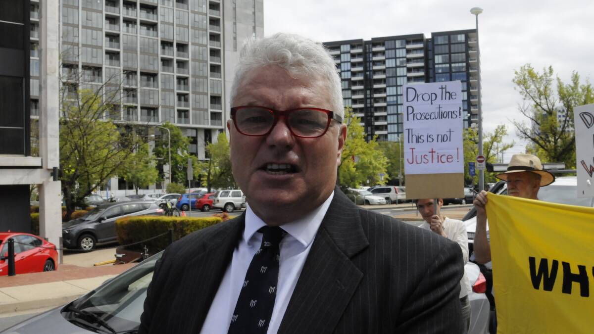 David McBride speaks to the media after arriving at the ACT Supreme Court on Friday. Picture: Blake Foden