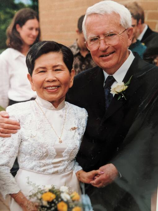 Naysin and Reg Dyett, of Braddon, on their wedding day on November 6, 1999.