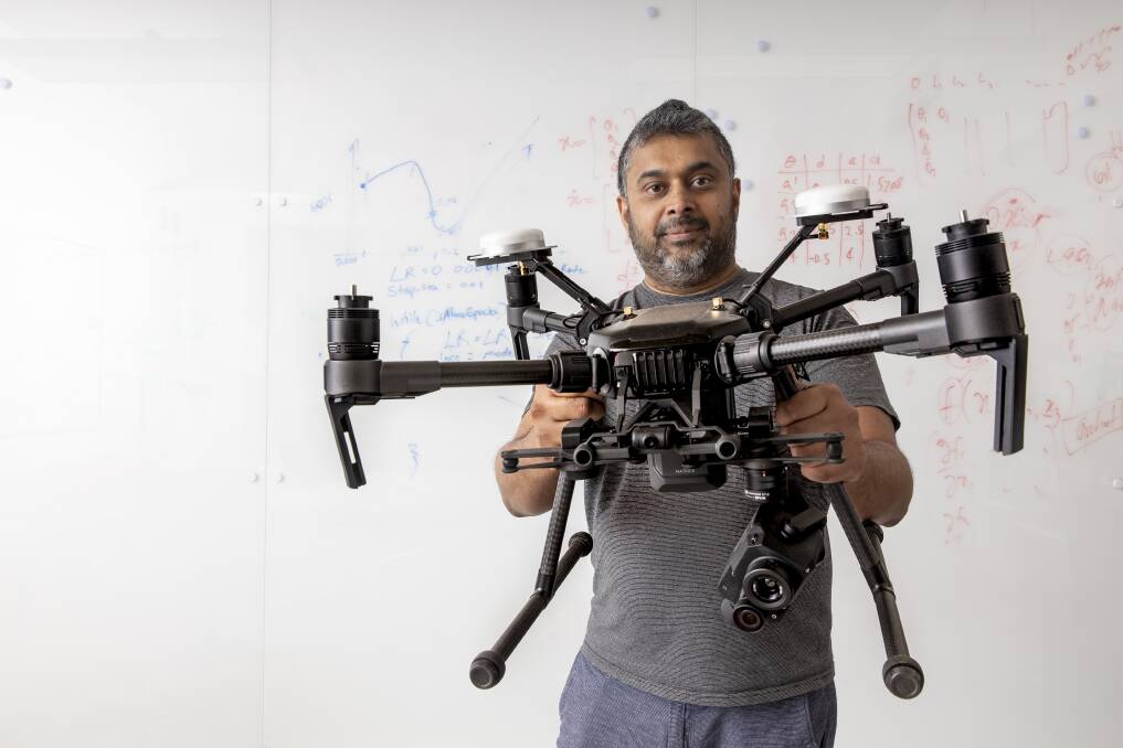 Damith Herath is working on drones for bushfire response.Picture: Sitthixay Ditthavong