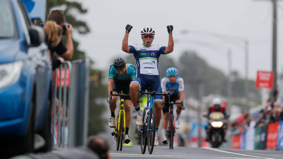 Canberra's Brendan Johnston wins the Melbourne to Warrnambool. Picture: Anthony Brady