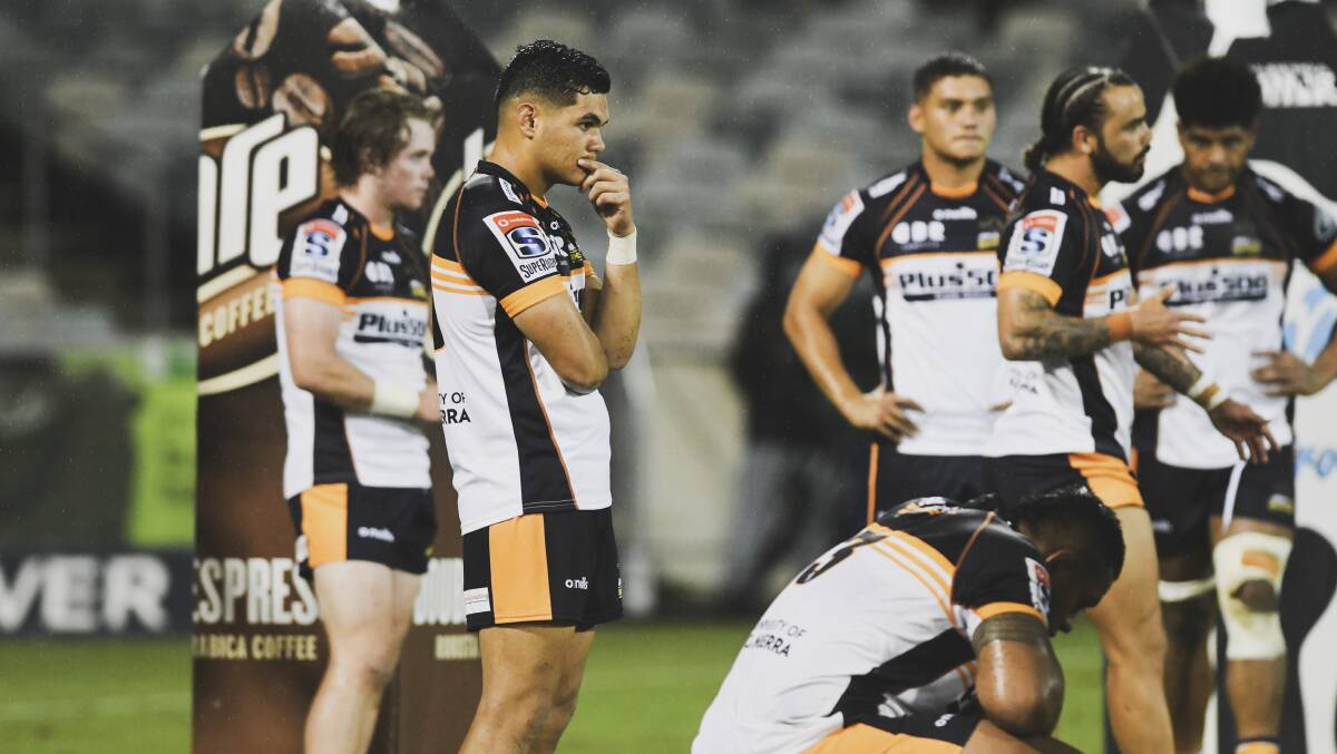 The Brumbies were without some of their players on Saturday night after a contagious illness swept through the camp. Picture: Dion Georgopoulos