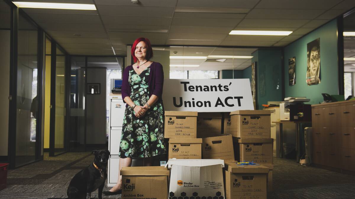 Deb Pippen is packing up boxes as the Tenants' Union ACT has been defunded. Picture: Dion Georgopoulos.