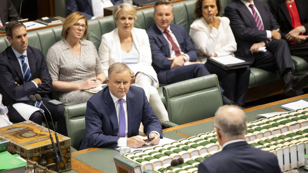 Opposition Leader Anthony Albanese and the Labor frontbench during question time in February. Picture: Sitthixay Ditthavong