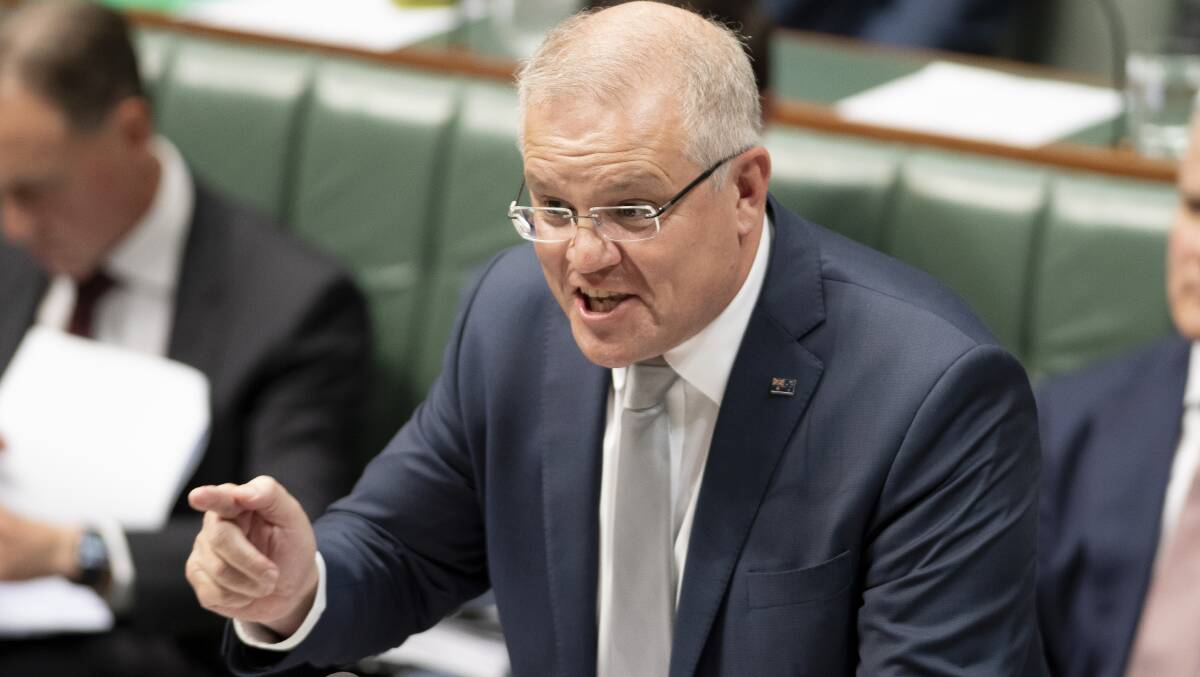 Prime minister Scott Morrison during question time. Picture: Sitthixay Ditthavong.