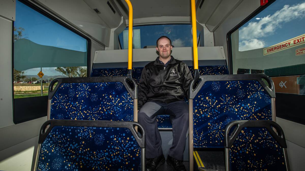 Ginninderry worker Peter Batholomew gives Strathnairn's new bus service a try. The service will run to Kippax. Picture: Karleen Minney