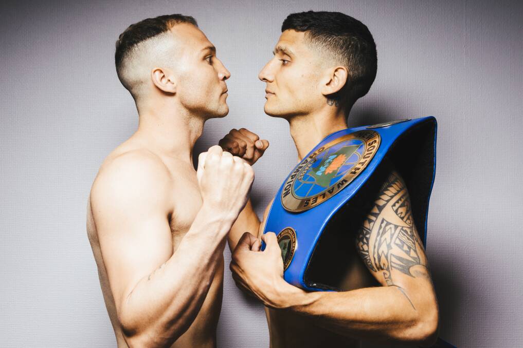 Canberra boxers Abe Archibald and Jorge Kapeen will fight each other for the NSW welterweight strap. Picture: Jamila Toderas