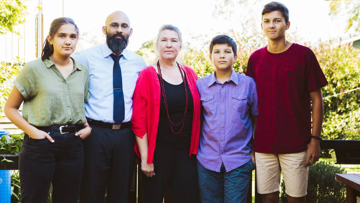 Aldrin and Jodie Jayatilaka, with their children Rachael, James and Tim. Their boys' enrolment was terminated after speaking up about governance issues at the Brindabella Christian College. Picture: Jamila Toderas