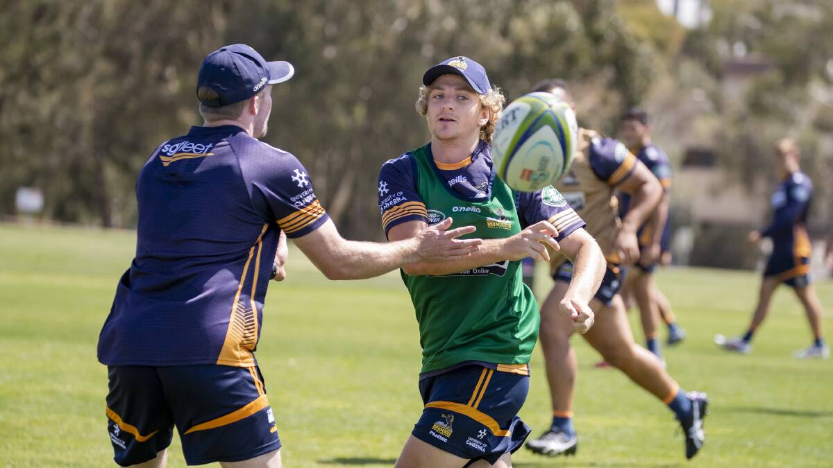 Joe Powell and the Brumbies trained in front of fans on Sunday. Picture: Sitthixay Ditthavong