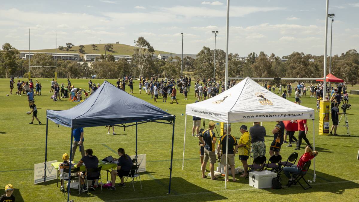 The Brumbies' fan day proved popular on Sunday. Picture: Sitthixay Ditthavong