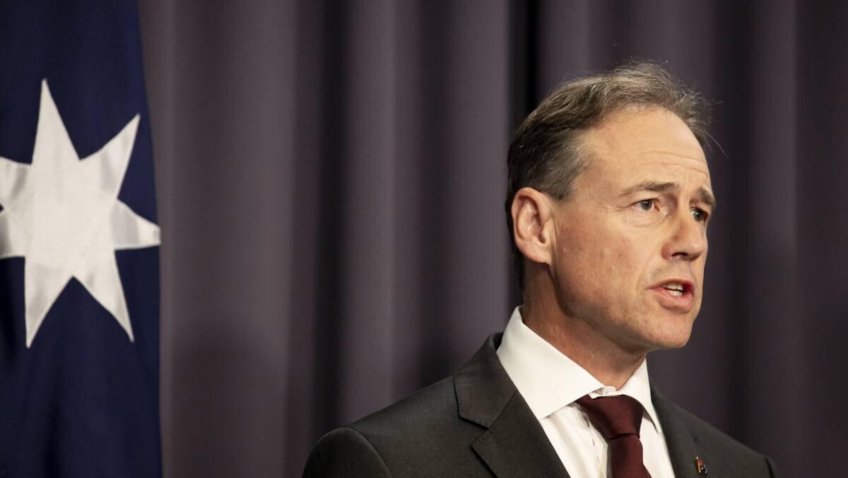 Health Minister Greg Hunt delivers an update on coronavirus on Monday. Picture: Sitthixay Ditthavong