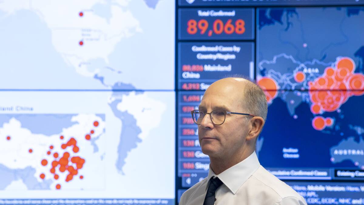 Deputy chief medical officer Paul Kelly in the National Incident Room on Monday. Picture: Sitthixay Ditthavong