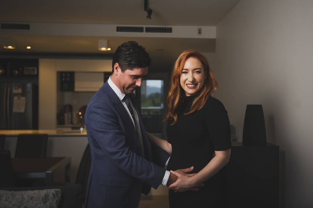  Kristen Davidson, with husband Iain, Davidson at home on Wednesday. She is four months' pregnant. Picture: Dion Georgopoulos