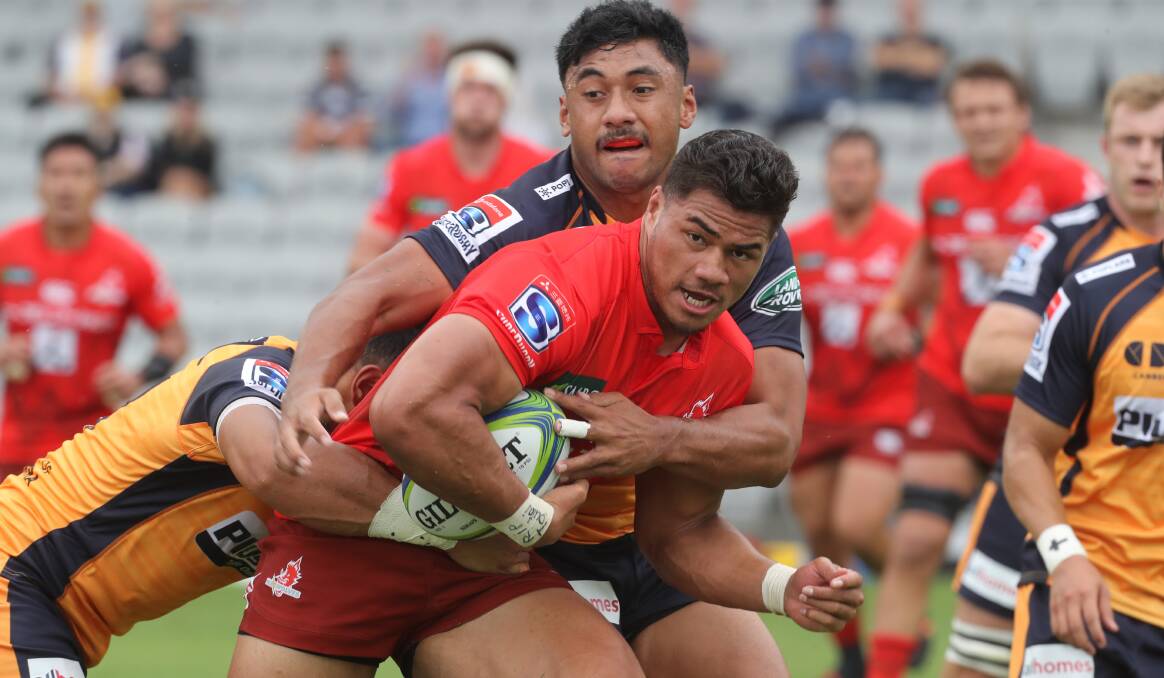 The stranded Sunwolves, including winger Siosaia Fifita, are facing four months on the road. Picture: Robert Peet