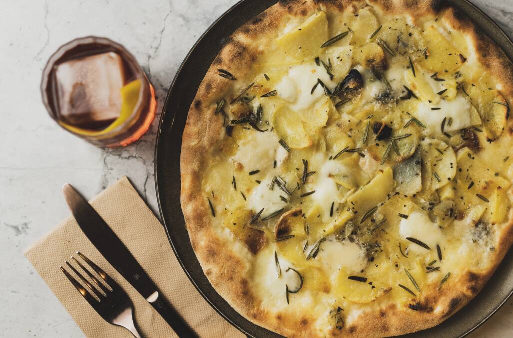 The Zola pizza with roasted potato, rosemary and gorgonzola cheese. Picture: Dion Georgopoulos 