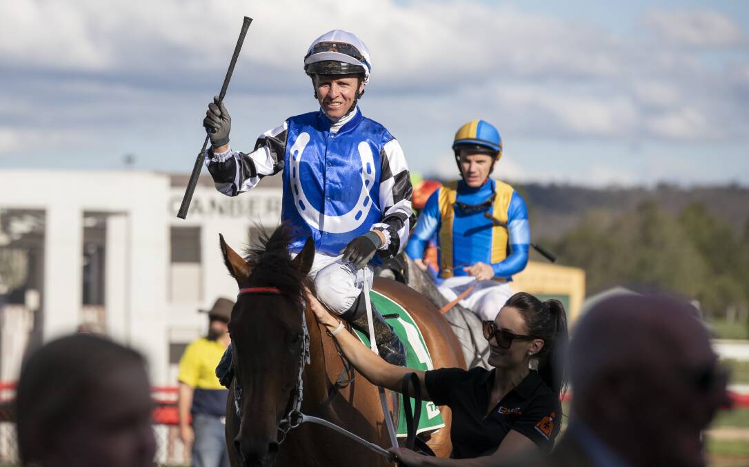 Kerrin McEvoy returns with Mugatoo after winning the Canberra Cup on Monday. Picture: Sitthixay Ditthavong