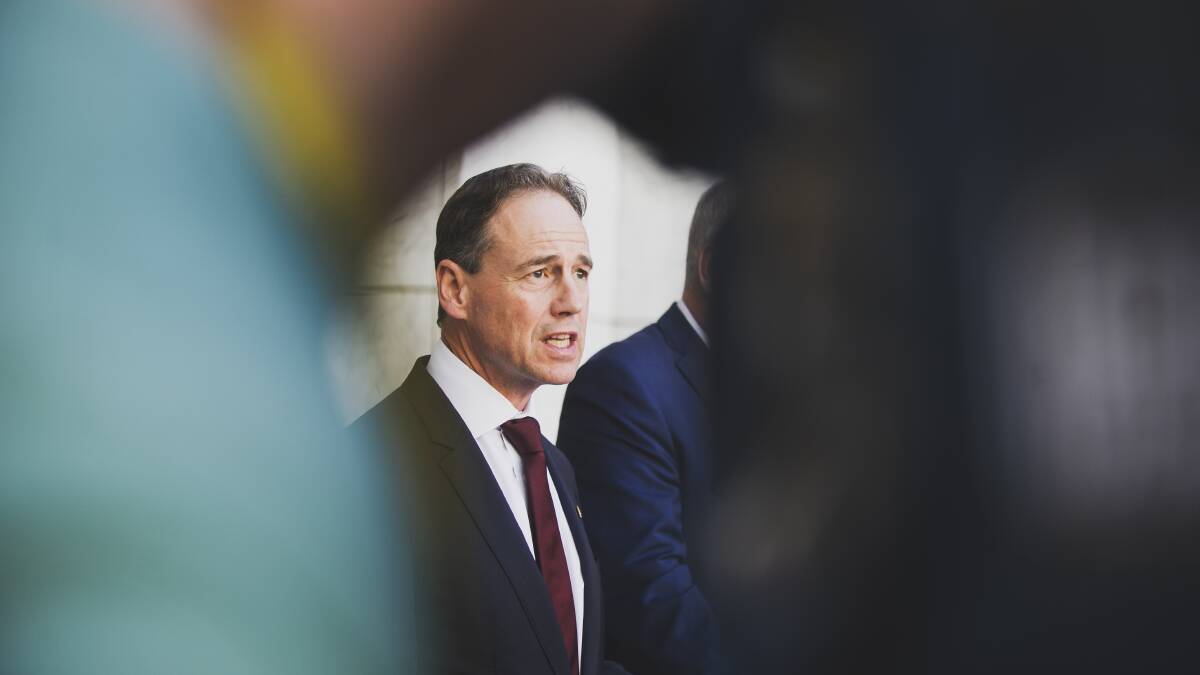 Health Minister Greg Hunt speaks to the media. Picture: Dion Georgopoulos