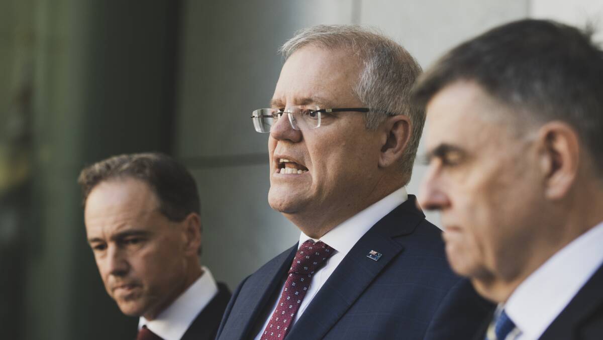 Prime Minister Scott Morrison speaks in Canberra. Picture: Dion Georgopoulos