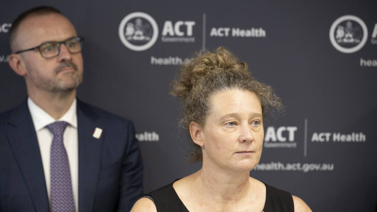 ACT Chief Minister Andrew Barr and ACT Chief Health Officer Kerryn Coleman. Picture: Sitthixay Ditthavong