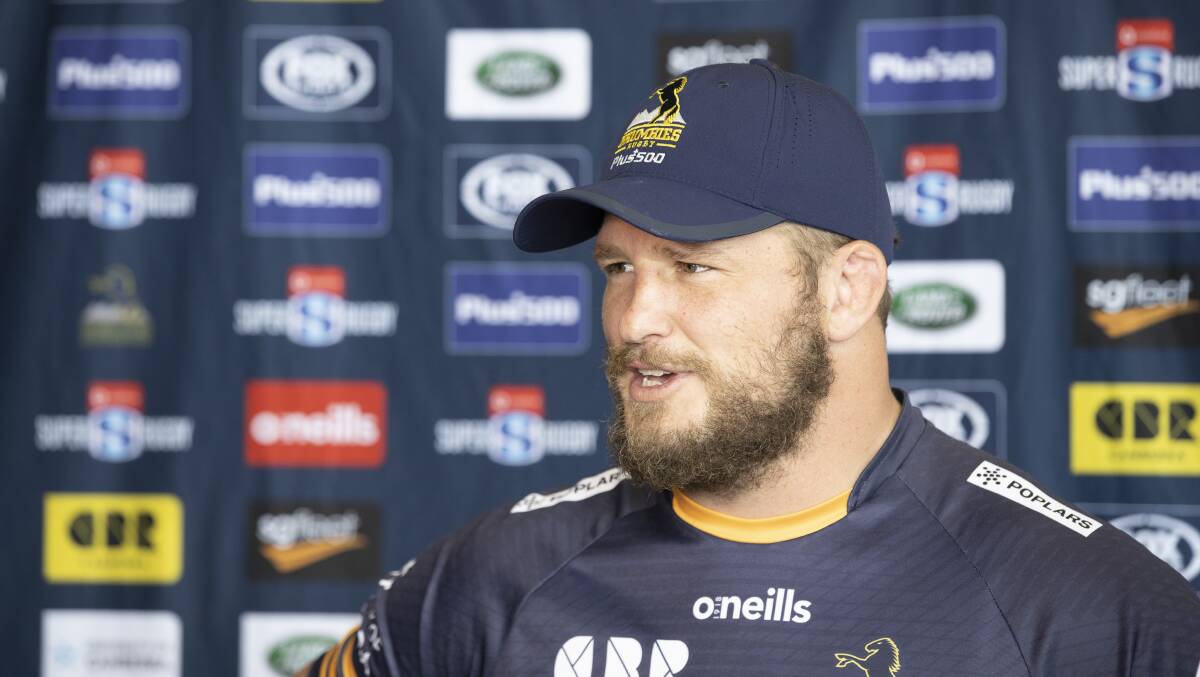 Brumbies prop James Slipper speaks to the media after signing a two-year contract extension. Picture: Sitthixay Ditthavong