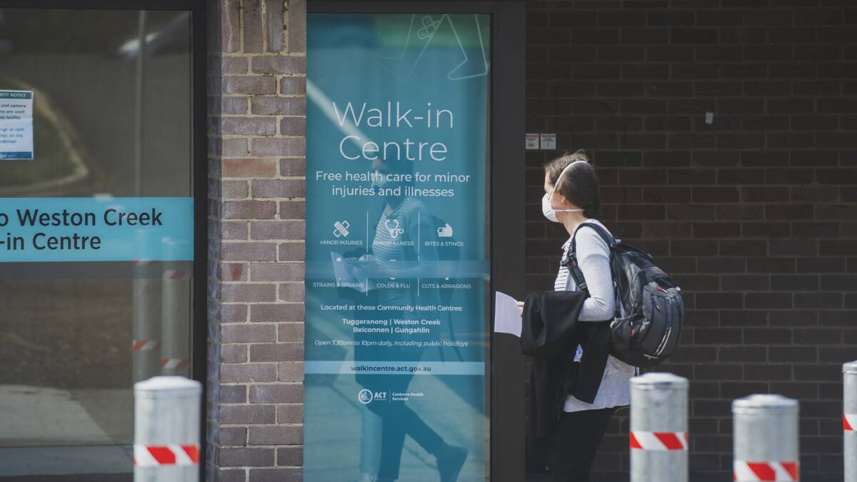 Weston Creek walk-in centre, where people can test for coronavirus. Picture: Dion Georgopoulos