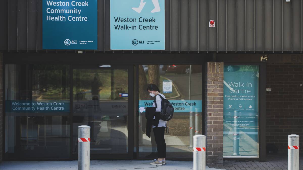 Weston Creek Walk-in Centre where people can test for coronavirus. Picture: Dion Georgopoulos