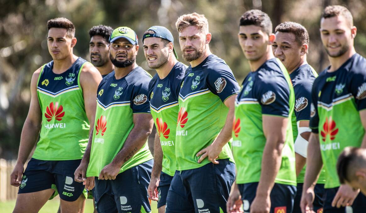 The Raiders train in Canberra on Monday. Picture: Karleen Minney