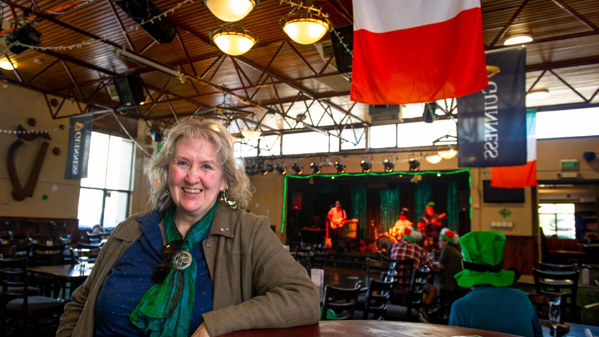 Canberra Irish Club president, Mary Collier, celebrates St Patricks Day amid coronavirus. Picture: Elesa Kurtz. 