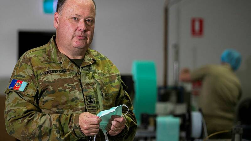 Defence personnel have been called in to help Med-Con Pty Ltd, a small manufacturer in regional Victoria, ramp up production of face masks. Picture: Defence Media