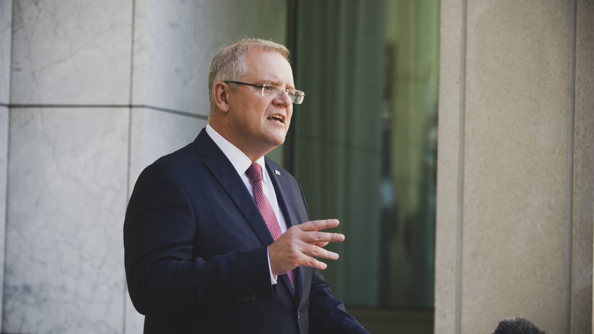 Prime Minister Scott Morrison said he wasn't looking at public service pay cuts. Picture: Dion Georgopoulos