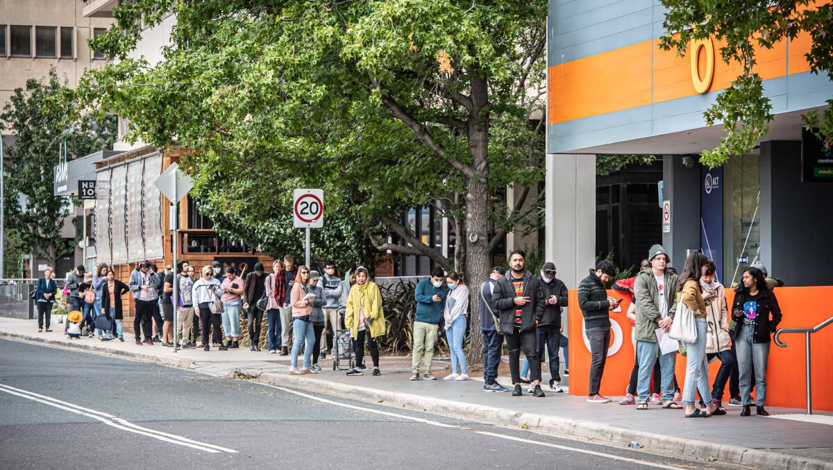 Queues at the Woden Centrelink. Picture: Karleen Minney