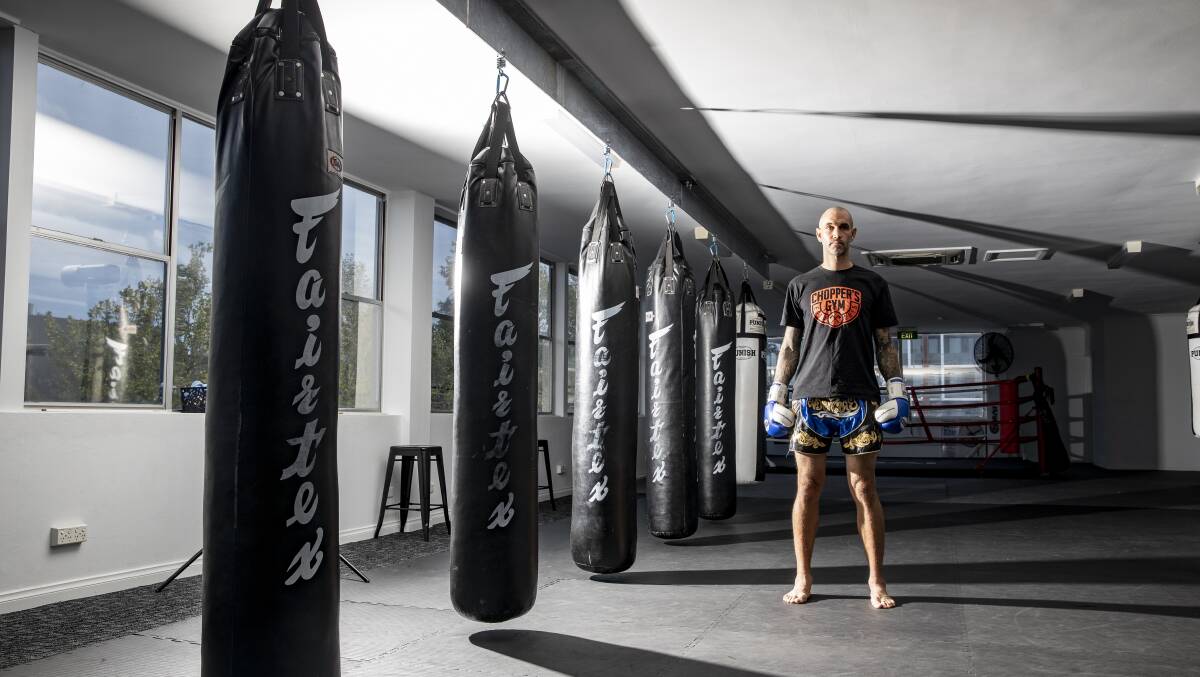 Muay Thai instructor Gaz Rees will be broadcasting classes online from his Dickson gym. Picture: Sitthixay Ditthavong 