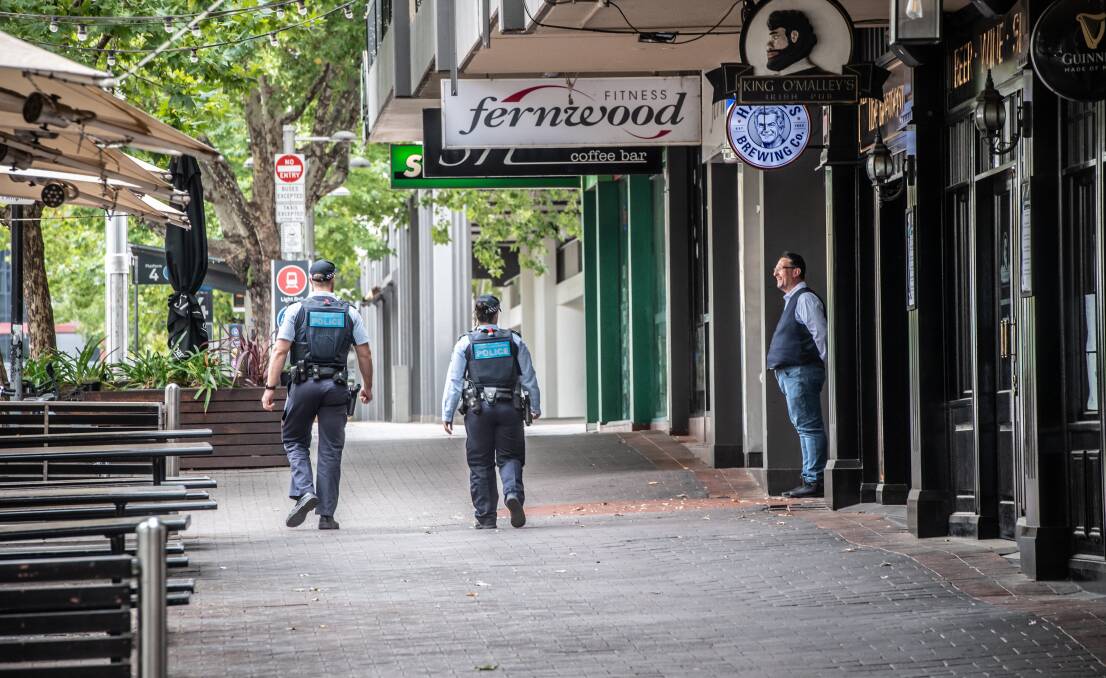 ACT policing officers on patrol in Canberra city. Picture: Karleen Minney.