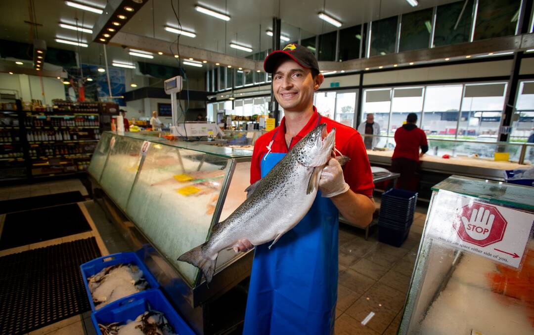 FishCo Fish Market manager Anthony Fragopoulos with what stock is left after Holy Thursday and Good Friday morning Easter sales. Picture: Elesa Kurtz